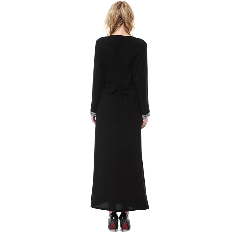 Женское мусульманское платье Abaya с круглым вырезом и длинным рукавом модель 3XL