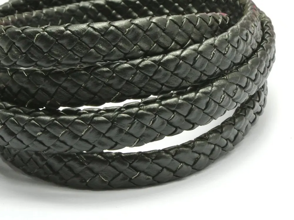 20meter Weave Black Flat Braided Bolo Synthetic Leather Cord 10X4mm