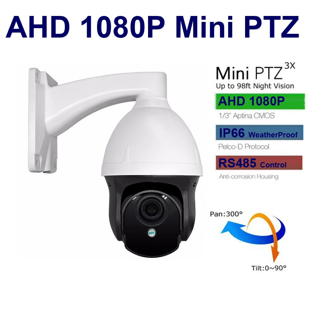 CCTV камера 2.0mp мини PTZ скорость ИК Купол AHD 3X зум 2 8-8 мм vari-focus cctv система