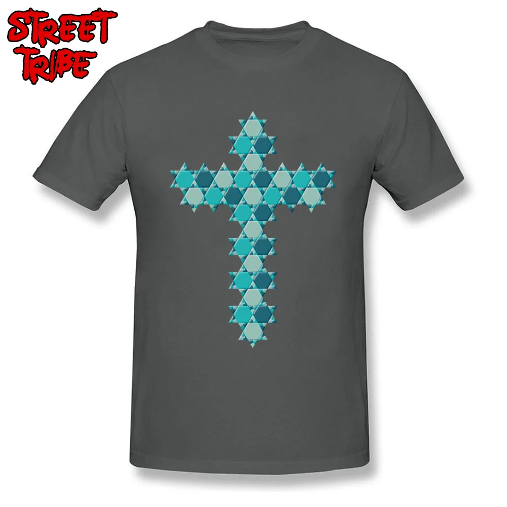Casual Design Man Tshirts On Sale Summer Short Sleeve O Neck 100% Cotton Tops Shirts Hip hop Tops Shirts Top Quality Blue Star of David Optical Illusion Overlaying a Cross carbon