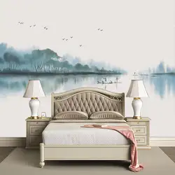 Украшение текстильные обои китайские чернила пейзаж живопись ТВ фон настенная живопись