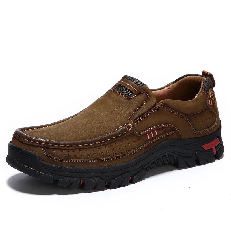 

Genuine Leather Shoes Men Cow Leather Casual Shoes Four Season Daily Outdoor High Quality Men Flats Slip-on Man Big Head Shoes