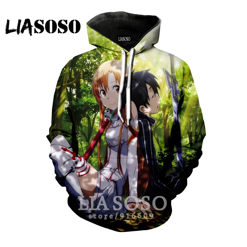 Толстовка с капюшоном Sword Art Online, уличная одежда с 3D принтом, Мужская одежда, женская мода, harajuku, толстовка, рубашка, зимняя, аниме, толстовки, E559 - Цвет: 11