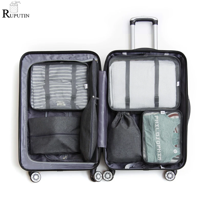 Meilleur Rupoutine 7 pièces ensemble organisateur de valise Koffer organisateur ensembles organisateur de bagages pochette de blanchisserie emballage Club sacs de rangement pour vêtements