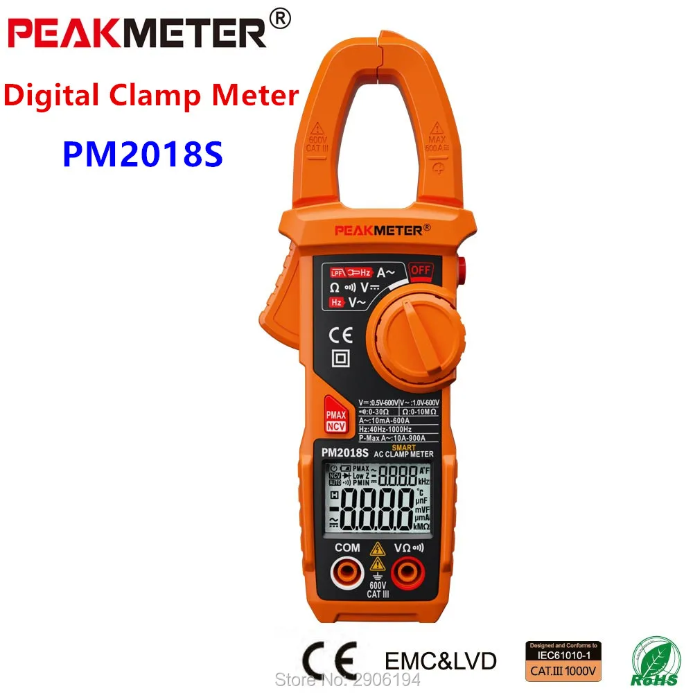 PM2018S PEAKMETER Портативный Умный Цифровой мультиметр переменного тока измеритель