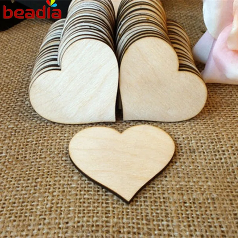 

200pcs 20mm Hand Painting Accessories Solid Color Wooden Patch Heart Shape For Party Scrapbook Craft DIY Supplies