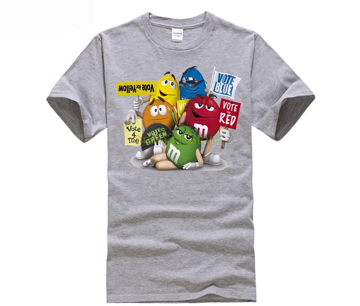 

The man's printed t-shirts New Cartoon Peanut chocolate m&m's Emoji Print Cute Unisex Men t shirt Casual Hip Pop 88#