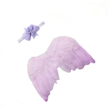 Одежда для новорожденных малышей ободок с пером и кружевом и с «крыльями ангела» Подставки для фотографий для младенцев Детские младенцев аксессуары для детской одежды, Новинка