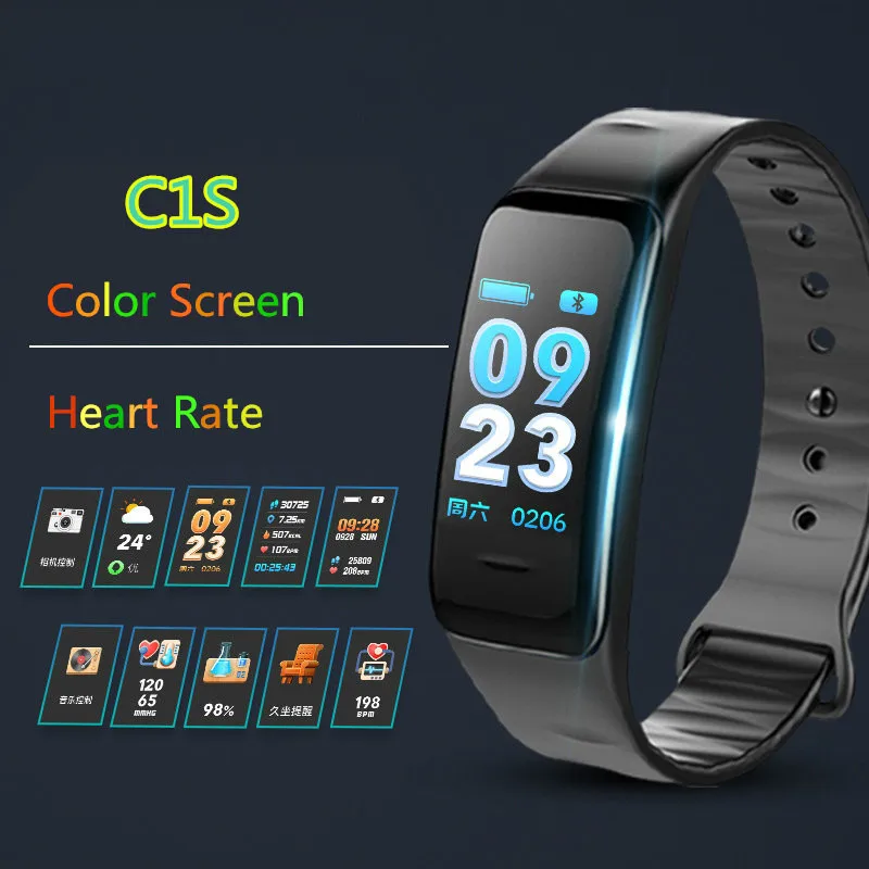 

C1S Smart Wristbands Fitness Bracelet Blood Pressure Oxygen Heart Rate Activity Tracker Smart Band For xiomi mi a1 Vivo PK R5MAX