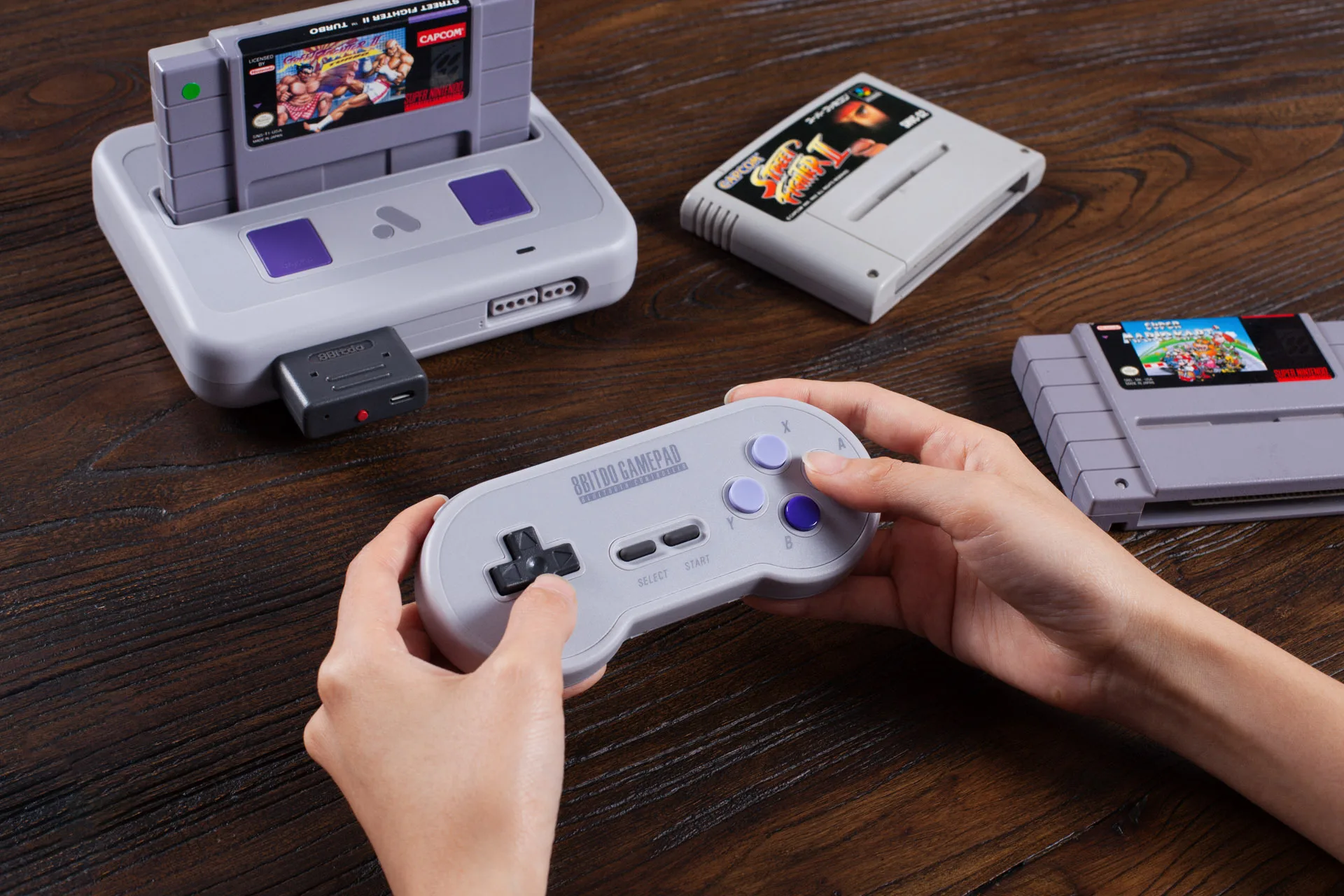 8Bitdo SN30 2,4G беспроводной геймпад Ретро пульт управления с 2,4G NES приемником USB-C беспроводной игровой коврик для SNES Classic Edition