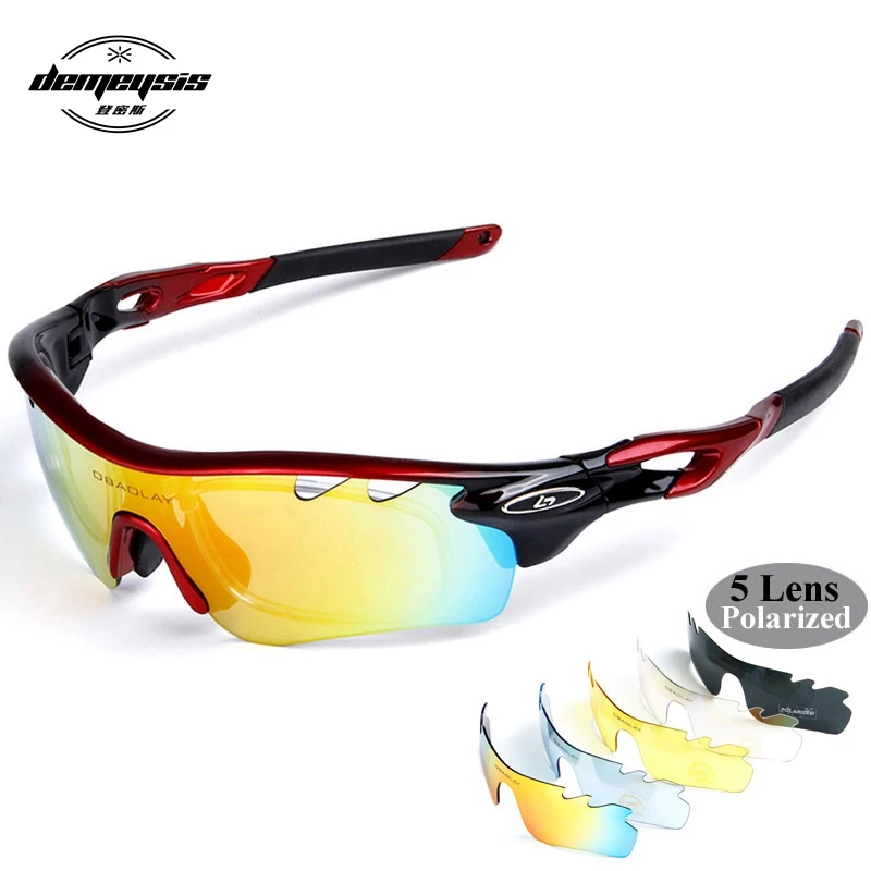5 lens Polarized Cycling Sunglasses Sport Cycling Glasses Mens Mountain Bike Goggles UV400 Cycling Eyewear Bicycle Glasses