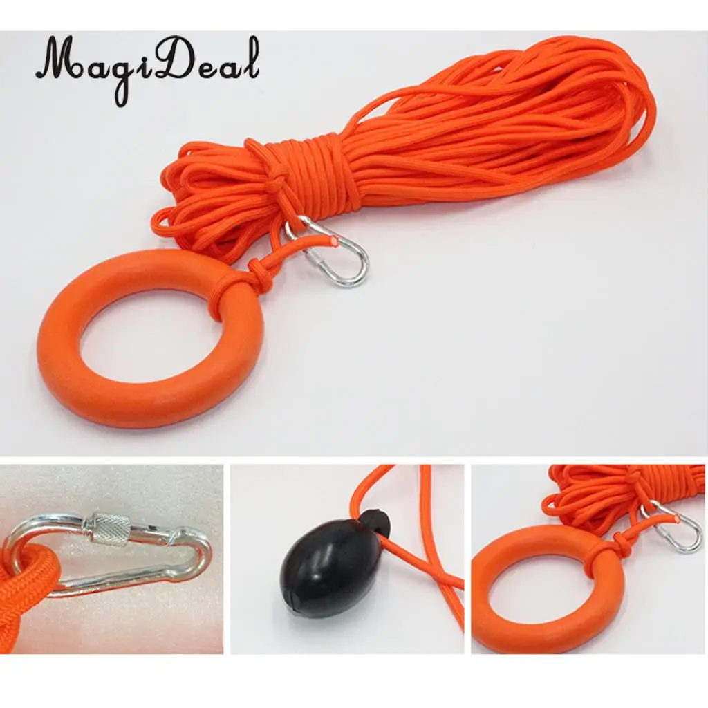 MagiDeal Rubber Round Floating Ring Float Buoy for Water Sports Sailing Boating Swimming Life Saving Rope Cord