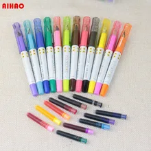 Новое поступление Высокое качество 12 шт./компл. все цветные пластиковые ручки чернила с перьевой ручкой сменная гладкая пишущая Ручка