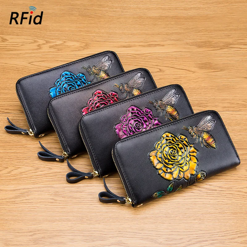 

Luxury Fashion Bee Wallet Women Fashion Bee Loved Flowers Wallets Purse Ladies Long Zipper Wallet for Fashion Women
