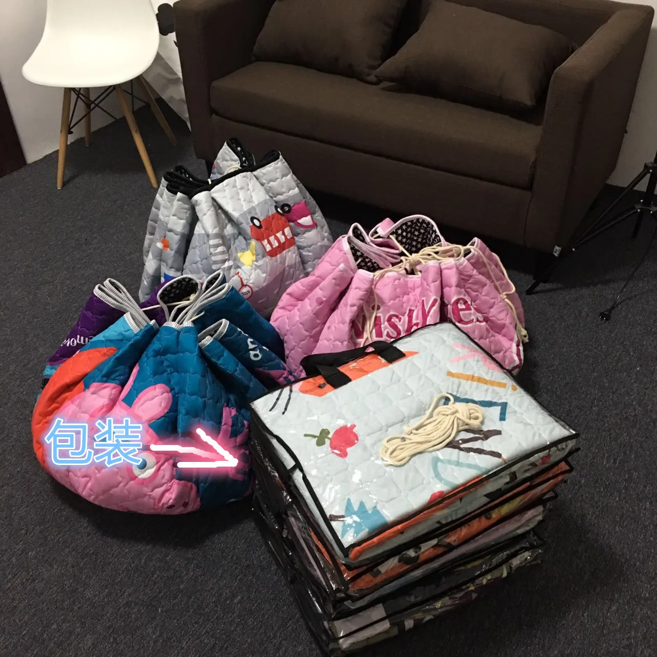 Katun Bayi Playmat Anak Mainan Kartun Non Slip Portabel Bermain