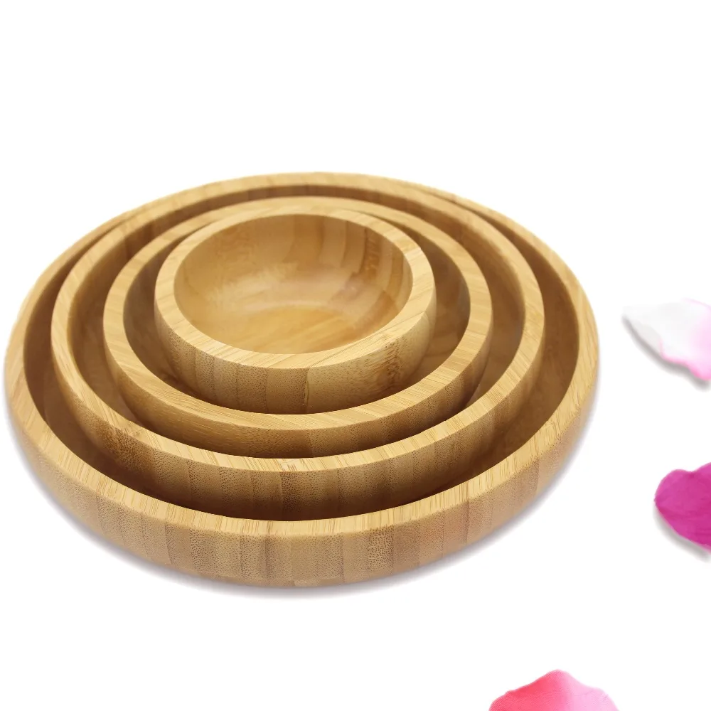 Bamboo Storage Tray Dining plate Pizza Tableware Snacks Desserts Salad Fruit Plate Household Kitchen Utensils Dishes