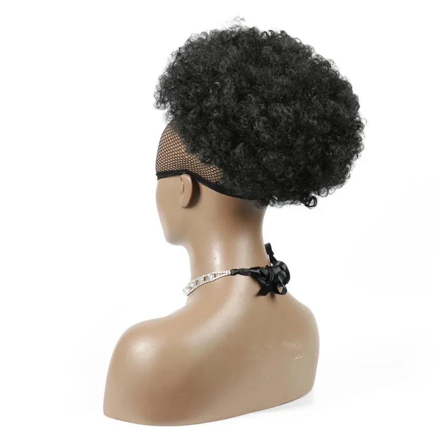 

Gres Drawstring Short Afro Kinky Pony Tail Puff Afro Curly Wig Ponytail Clip in on Synthetic Curly Hair Bun Heat Resistant Fiber