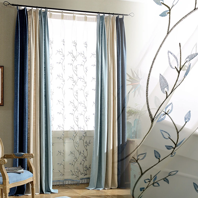 Hot Sale Cotton Linentexture Decorative Joining Cloth Curtain Linen Fabric Curtains For Living