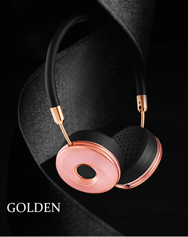Блану новые Проводные Складные стереонаушники с микрофоном для музыки на ухо оголовье розовые золотые Наушники w/сумка для хранения BH870