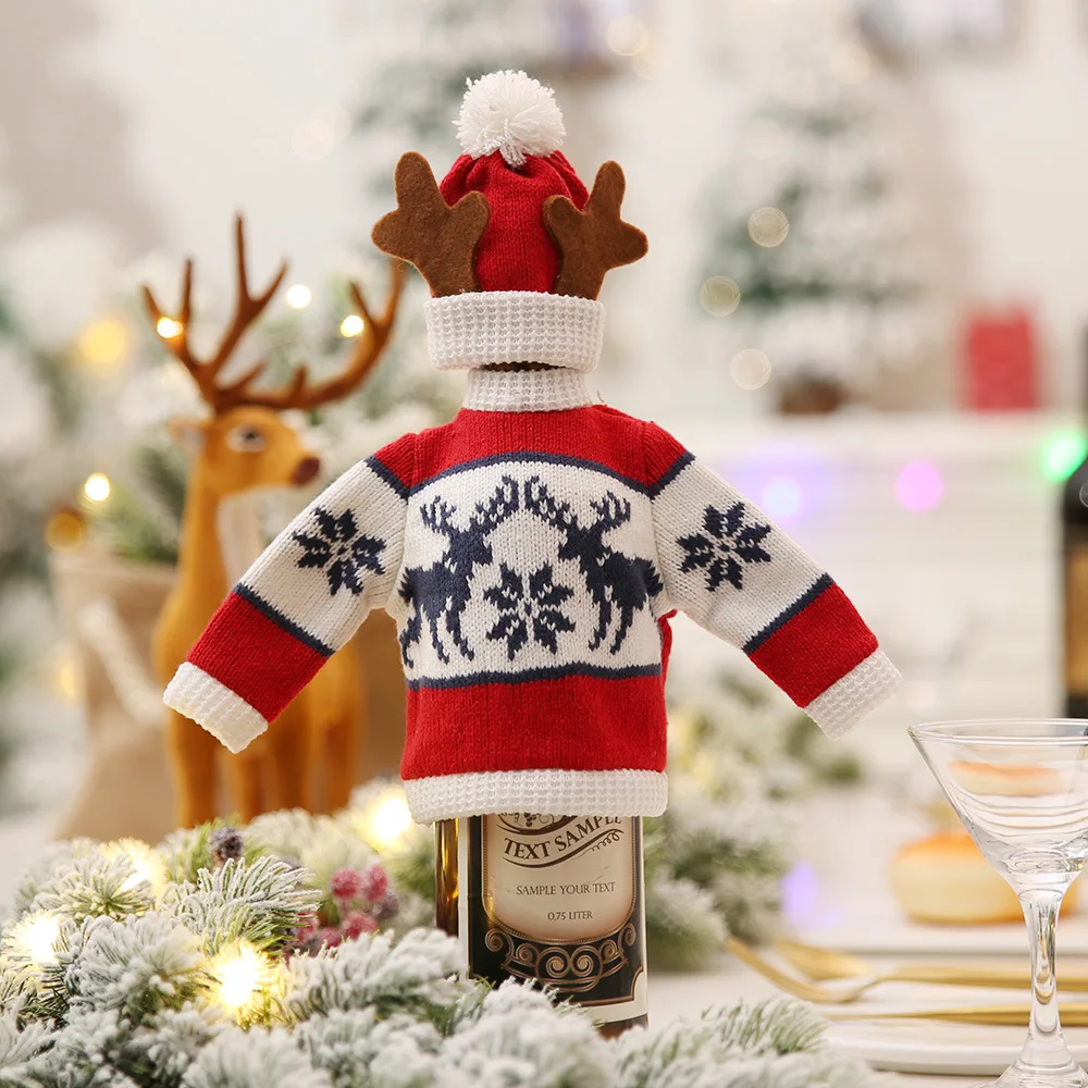 44 вида Рождественская крышка для бутылки с красным вином сумка для украшения дома Санта Снеговик олень стиль бутылки шампанского Декор новогодний мешок подарок - Цвет: Style 31