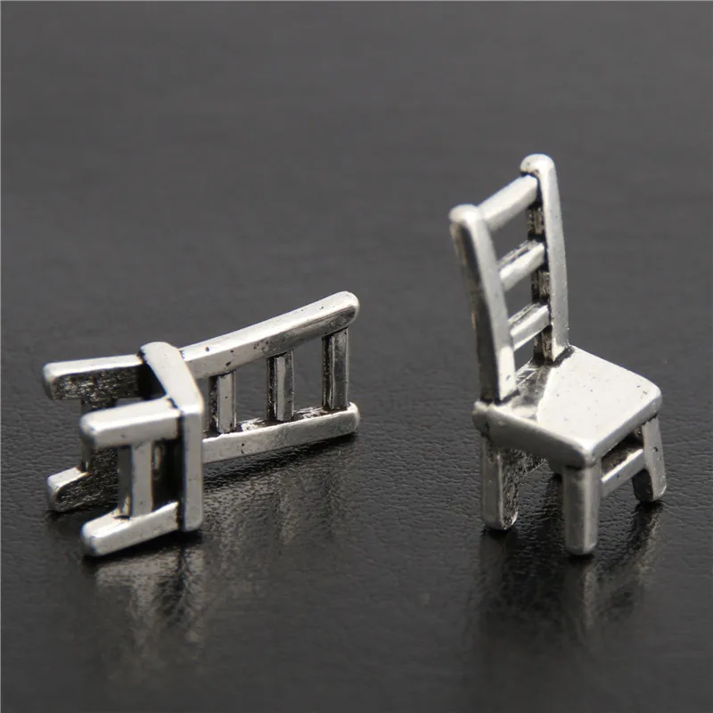 15pcs Antique Silver Charms 3D Chairs Pendant Fit Bracelets Necklace DIY Metal Jewelry Making A2869