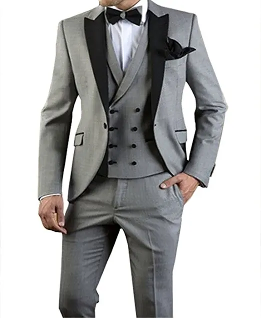 Красивый стиль, две кнопки, Черные смокинги для жениха, с отворотом, для жениха, лучший мужской свадебный костюм(пиджак+ брюки+ жилет+ галстук) W: 308 - Цвет: Same as Image