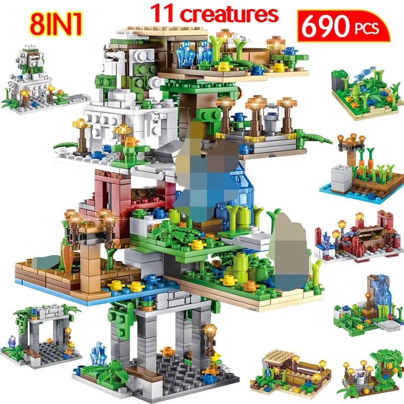 

690PCS My World Building Blocks LegoINGLYS Minecrafted Tree House Hanging Garden Figure 8 IN 1 Bricks Children Toys Christmas