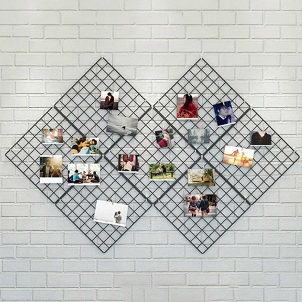 

Metal Hanging Photo Frame Iron Art Wall Mesh Grid Multi-frame Pictures Photos Storage Rack Home DIY Decoration Gift Event Decor
