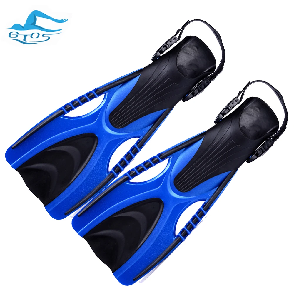 Gtos adjustable long fins swimming flippers Open heel diving fin, adult