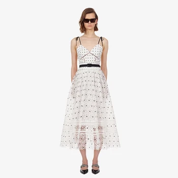 

2019 New Runway High-Quality Summer Women self portrait dress fashion lace vintage sexy backless women strap Dresses vestidos