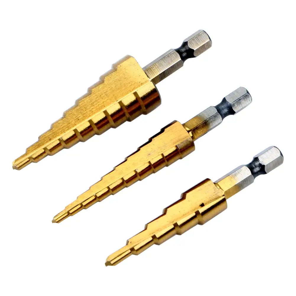 3pcs Hss Steel Titanium Step Drill Bits 3 12mm 4 12mm 4 20mm Step Cone