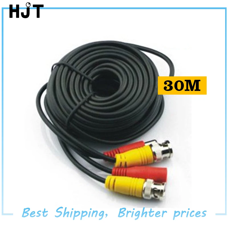

BNC cable 30M Power video Plug and Play Cable for CCTV camera system Security free shipping