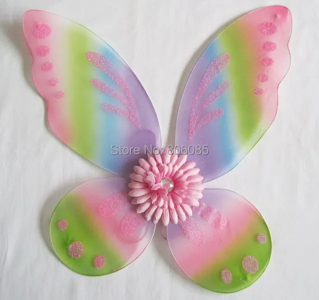 

Pixie Fairy Rainbow Wings Butterfly with Daisy Flower party wing