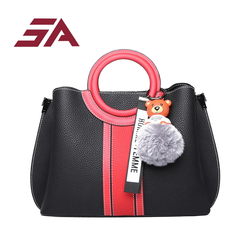 

SA business Style Luxury Handbags with Hair ball Women Bags Designer Split Leather Crossbody Bags For Women Shoulder Messenger