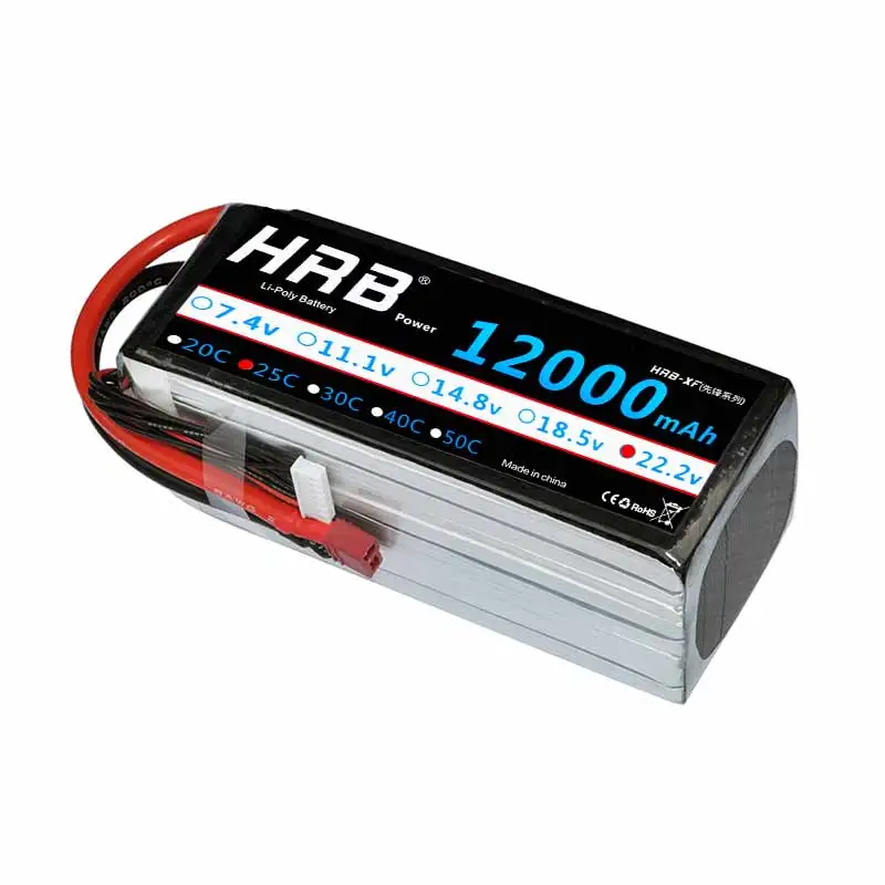 HRB RC Lipo Battery 12000mAh 22.2V 6S 25C max 50C For RC Helicopter Drone FPV UAV Plant Protection Machine HRB RC Lipo Battery 12000mAh 22.2V 6S 25C max 50C For RC Helicopter Drone FPV UAV Plant Protection Machine