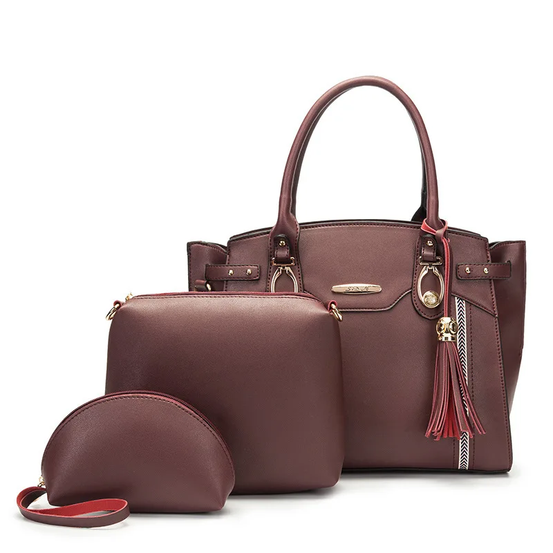 المرأة حقيبة أعلى-حقائب بيد الإناث الشهيرة العلامة التجارية النساء الفتيات حقيبة ساع يد 3 مجموعة بو الجلود مركب حقيبة للمرأة