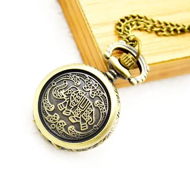 wholesale-classic-style-bronze-antiques-elephant-men-and-women-pocket-quartz-watch-necklace-10-pcs-lot-gift