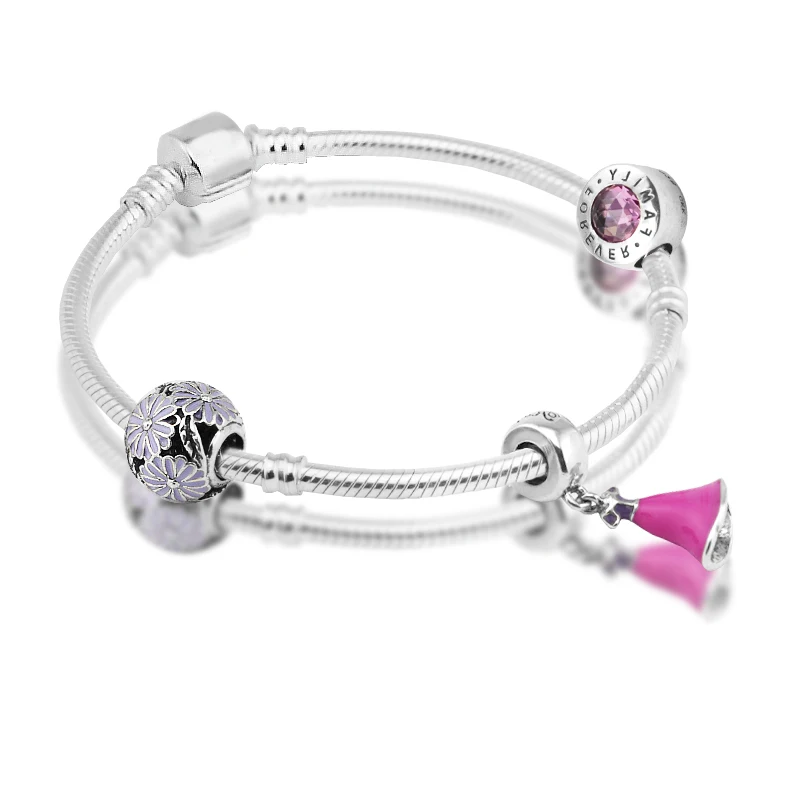 

Clasp Bracelet with 3pcs Beads in a set 925 Sterling Silver Jewelry Free Shipping