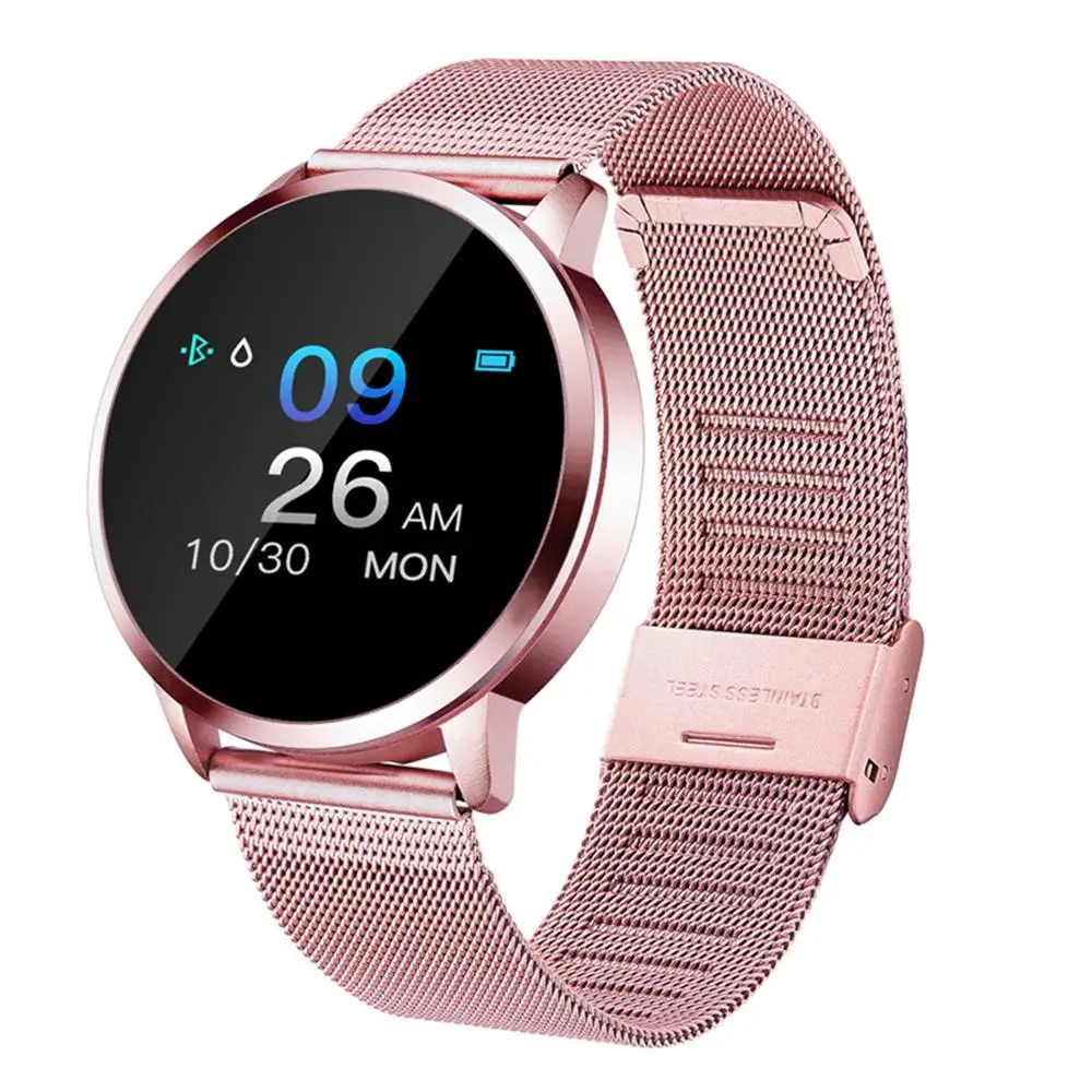 Najtaniej Q8 inteligentny zegarek OLED kolorowy ekran Smartwatch moda damska opaska monitorująca aktywność fizyczną opaska monitorująca tętno mężczyźni długi czas czuwania