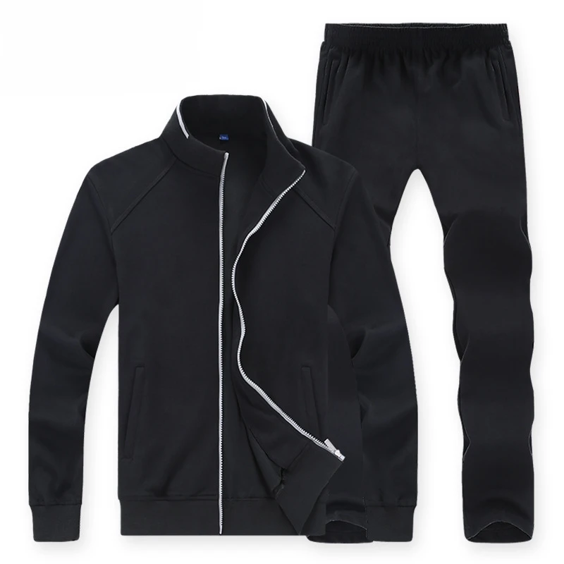 AmberHeard, весенне-осенний мужской спортивный комплект, куртка+ штаны, спортивный костюм, комплект из 2 предметов, спортивный костюм, мужской комплект одежды, 8XL - Цвет: Black