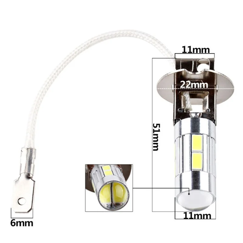 WTS 2 шт. светодиодный Универсальный h3 противотуманная фара в сборе 10SMD 5630 лампы 12v Высокая Мощность авто луч белого голубого ледяного цвета поперечная балка для Ford