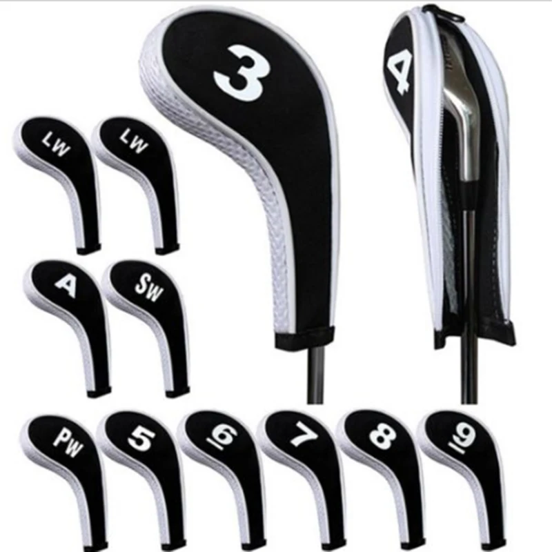 12Pcs/Set Rubber Neoprene Golf Club Iron Head Covers Protector Golf Head cover Sets Iron Club Head Cover Accessories 3 Colors