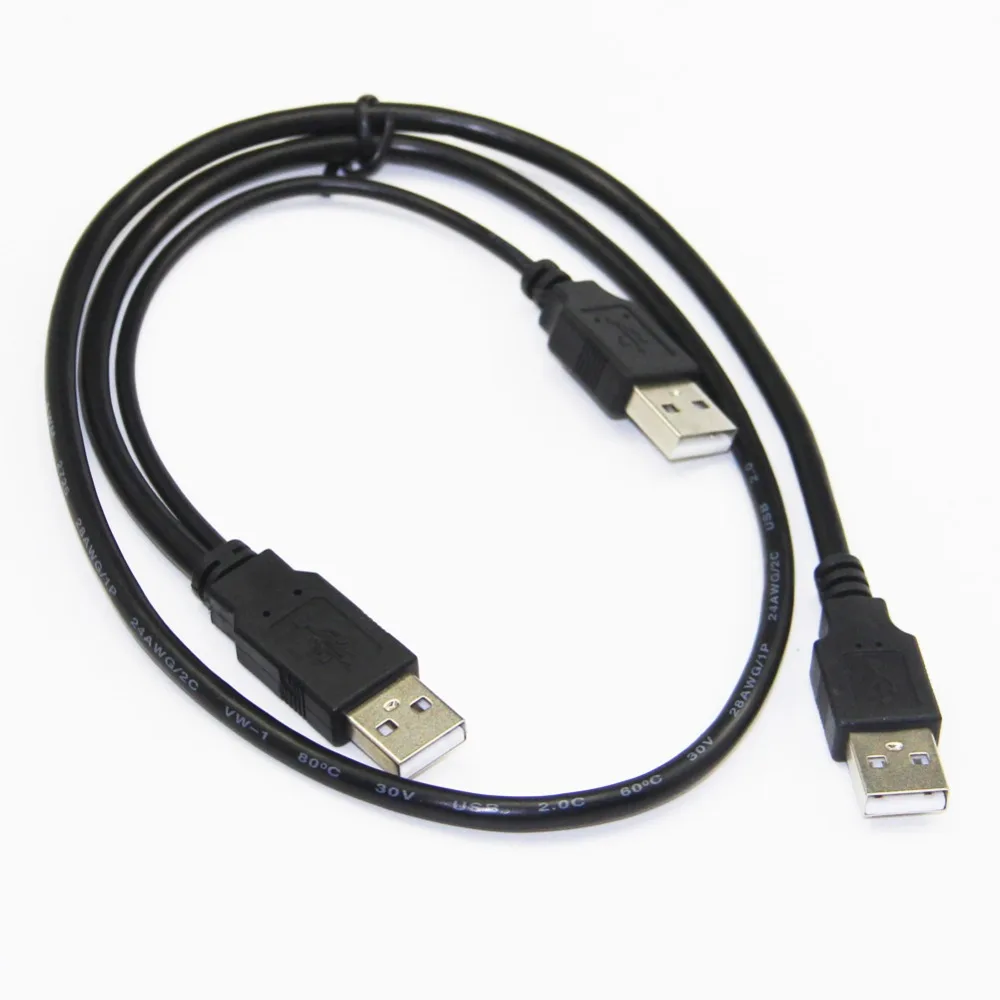 Bochara 2 в 1 двойной USB 2,0 Тип A папа-тип A+ USB источник питания Y USB кабель из фольги+ Плетеный экранированный для HDD