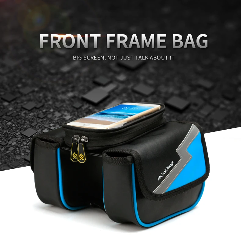 Cheap 2017 New Bicycle Frame Front Tube Touch Screen Phone Bag Bike 5.7 inch phone Bag For iPhone 7plus Pannier Cycling Accessories 0