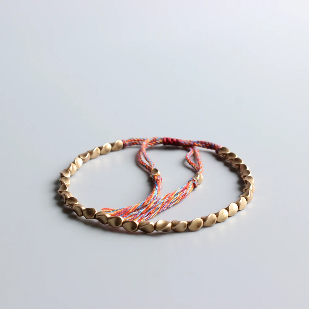 Eastisan ручной работы тибетские медные бусины счастливая веревка браслет и браслеты для женщин и мужчин хлопок нить браслеты уникальные ювелирные изделия подарок