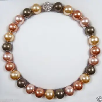 

Wholesale price 16new ^^^^Rare Huge 16mm Genuine Multicolor Round South Sea Shell Pearl Necklace 18''AAA+