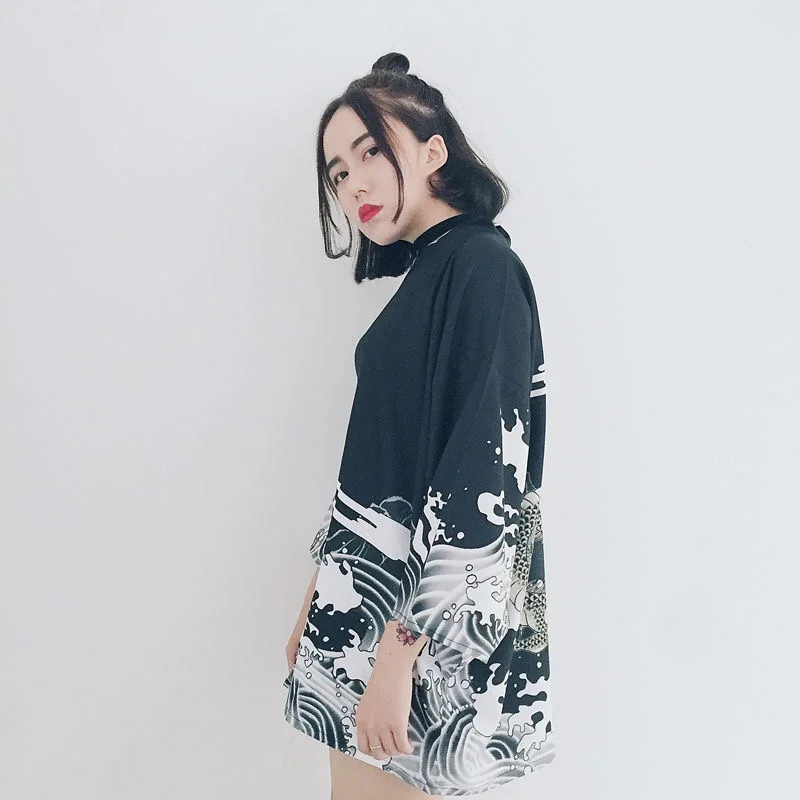 Summer Thin Section Japanese Kimono Traditional 2019 New Anime Printing Clothing Cardigan Kimonos Men Women