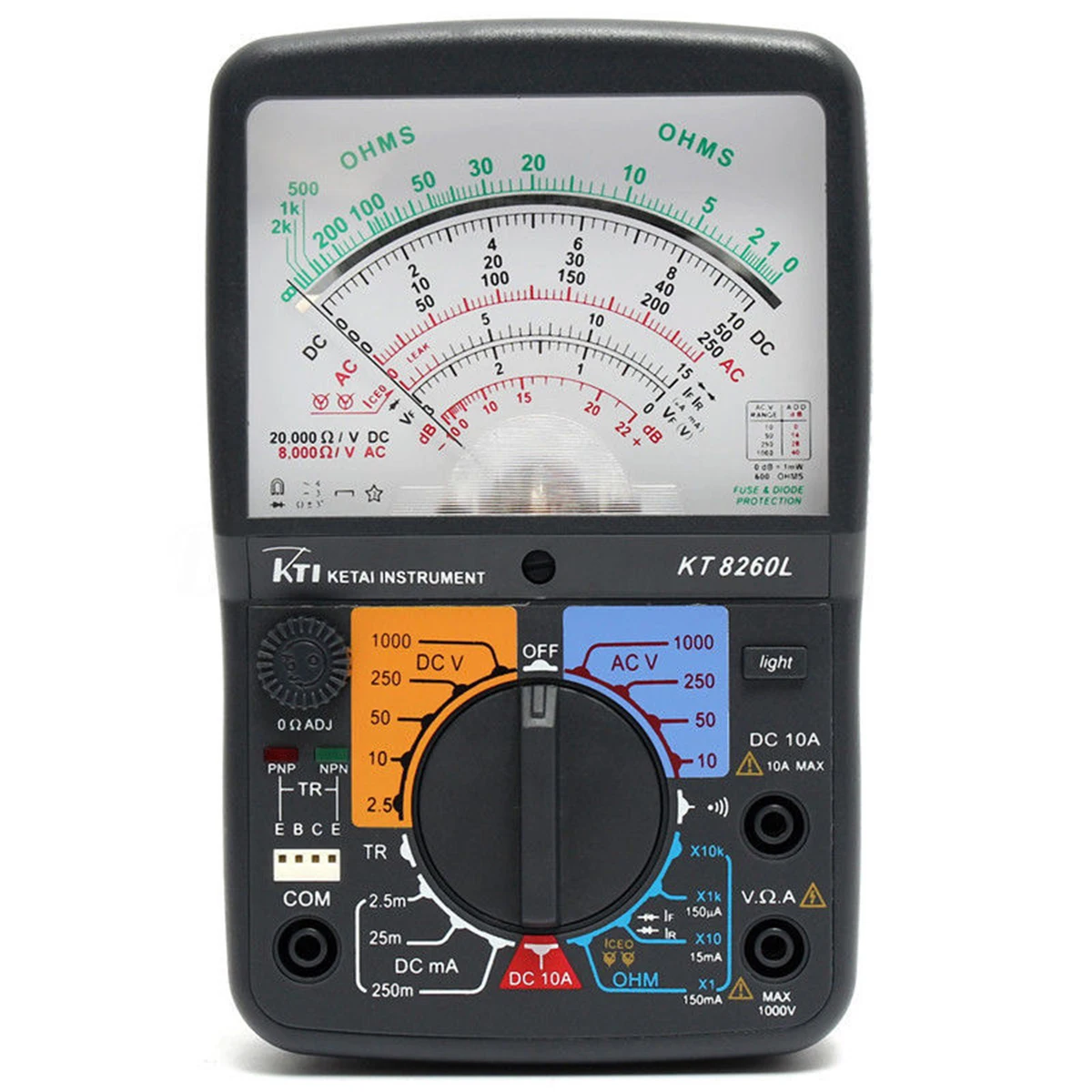 KT8260LDigital Analog Multimeter ACV/DCV/DCA/Electric Resistance Tester  + 2pcs Test Pen For Measurment Tools