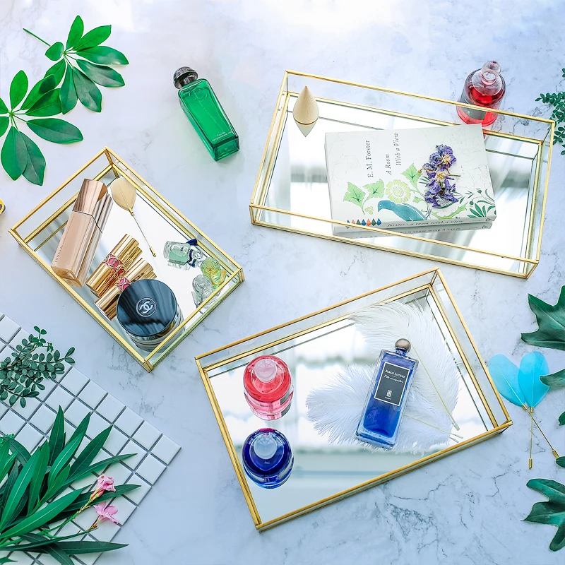 

Creative Metal Glass Storage Tray Home Decoration Storage Tray Dessert Fruit Jewelry Board Storage Display Tray Kitchen Supplies