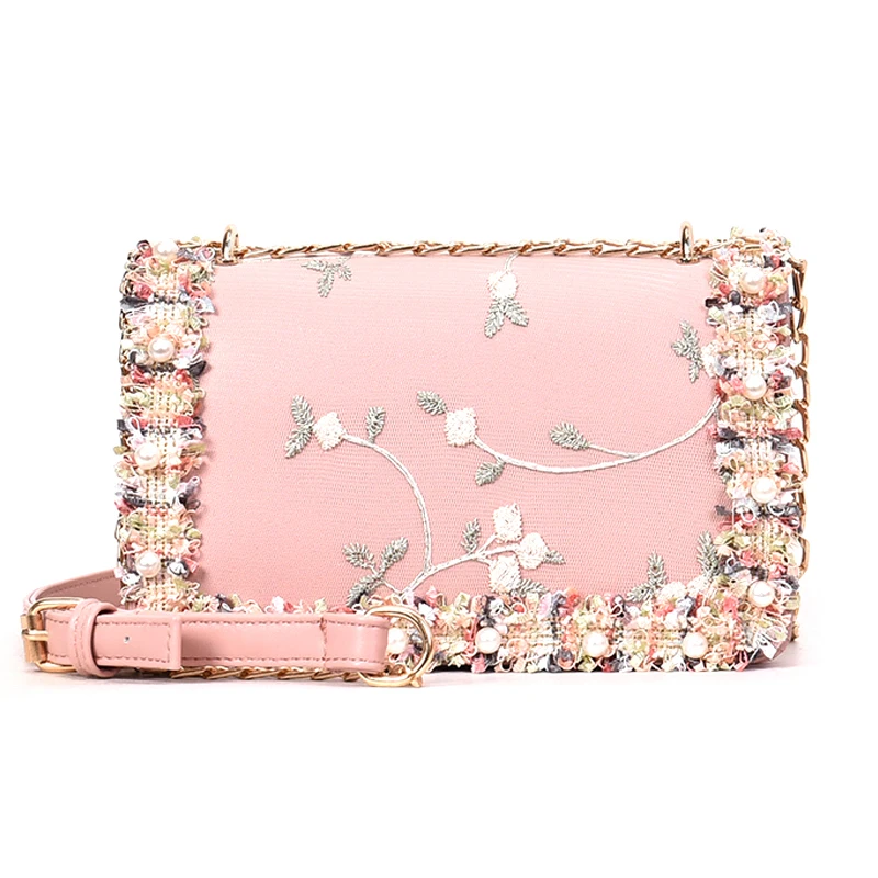 

Fashion Lady 3D Floral Embroidered Mini Crossbody Bags Women Tweed Shoulder Bags Single Shoulder Organizer Bag Messenger Bag
